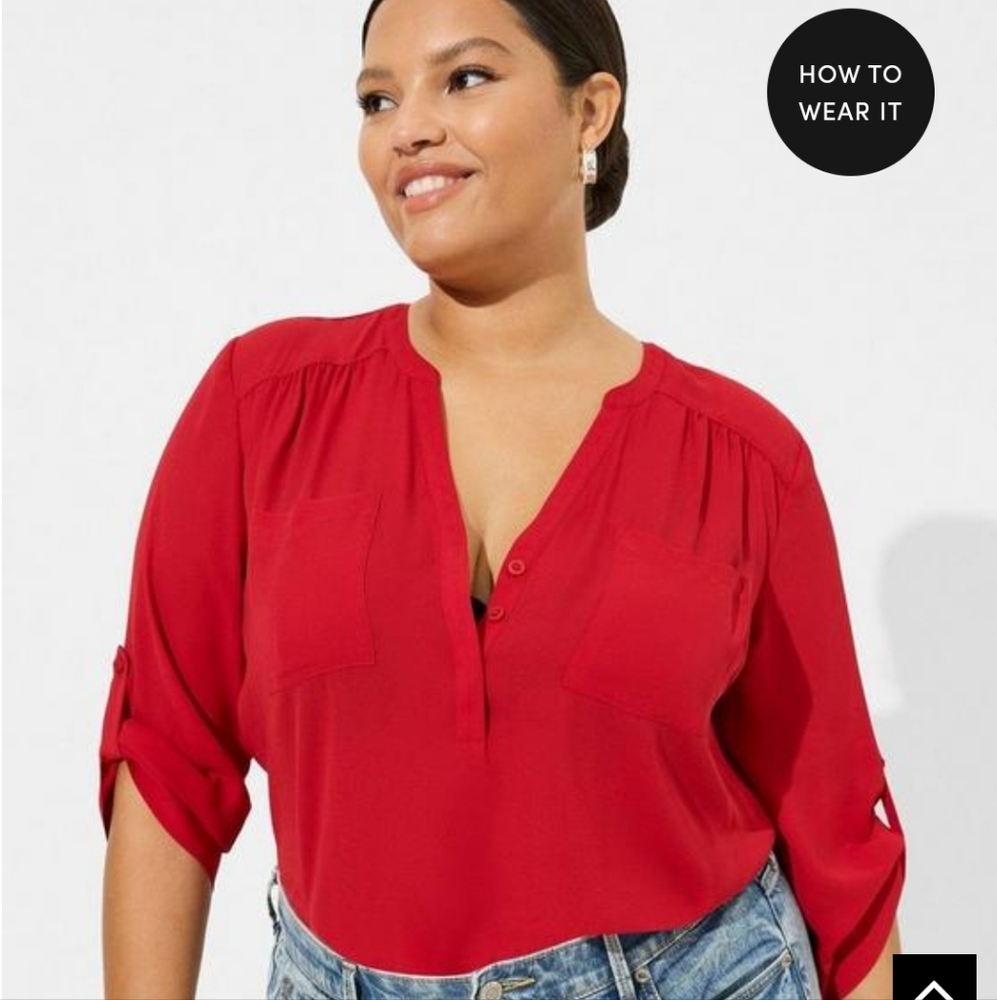 Torrid Georgette 3/4 Sleeve Top